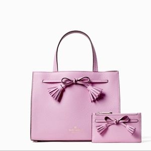 NWT Kate Spade Hayes Designer Small Satchel and Small Wallet Quartz Pink